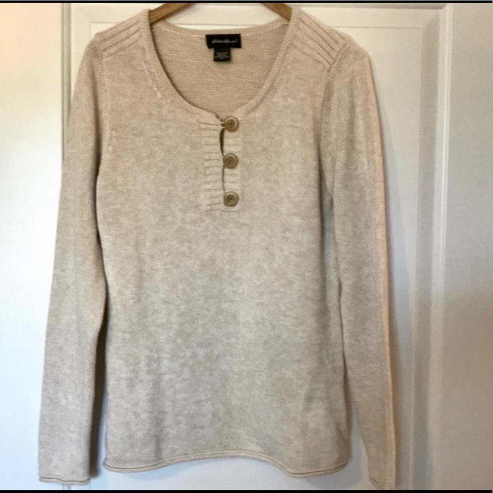 Eddie Bauer Cream Sweater w/Buttons